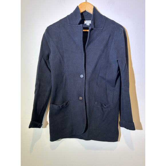 J. Crew sweater blazer womens size S black buttons soft stretchy - Picture 1 of 8